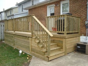 Wood deck stairs