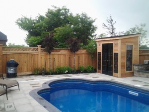 Cedar fence and shed in Lakeshore on