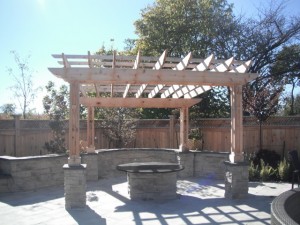 Cedar Pergola with stone collums