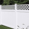 White lattice vinyl fence