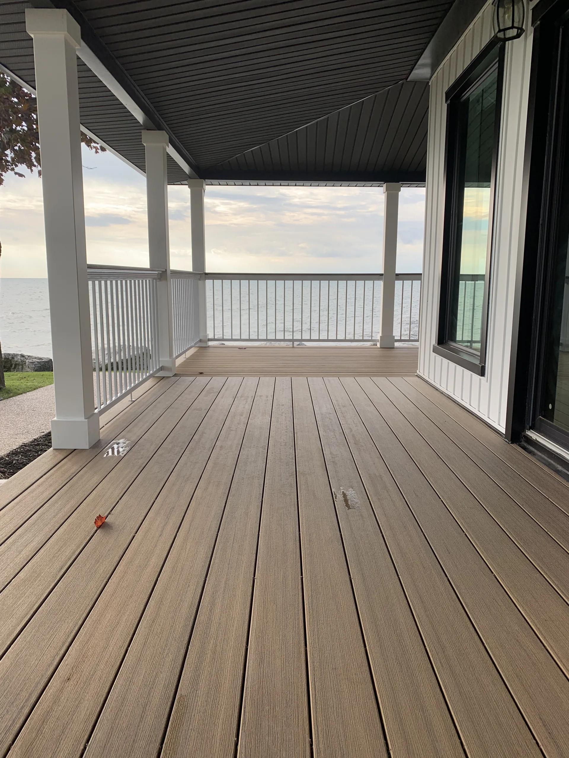 composite deck with PVC pillars
