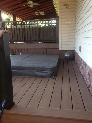 brown oak decking hot tub