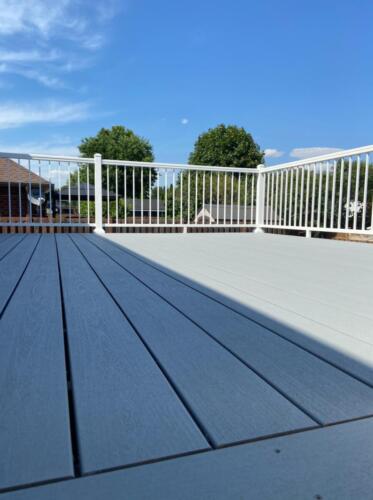 Timber tech stone ash decking with timber tech aluminum railings
